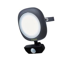 LITECRAFT Stanley Round Outdoor 10 Watt Floodlight, Black | PIR Motion Sensor, IP54 Rated, Garden, Security, Integrated LED