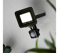 Litecraft Stanley Slimline Black 10 Watt Led Ip65 Outdoor Wall Flood Light With Pir Sensor