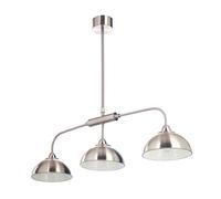 LITECRAFT Storr Ceiling Pendant Bar Industrial Style Diner 3 Arm - Satin Nickel