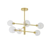 LITECRAFT Supa Stick Semi Flush Ceiling 6 Light with Clear Glass Shades - Brass