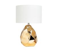 LITECRAFT Table Lamp Nugget Shaped E14 Base with Natural Drum Shade - Gold