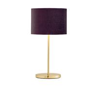 LITECRAFT Table Lamp Stick Base with Maroon Oval Velvet Shade - Satin Brass