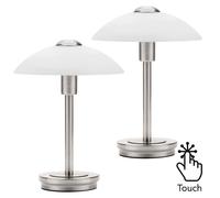 Litecraft Table Lamp Touch Base With Alabaster Shade Nickel - 2 Pack