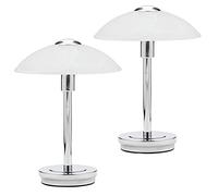 LITECRAFT Table Lamp Touch Sensitive Base with Alabaster Glass Shade - (Pack of 2, Polished Chrome)