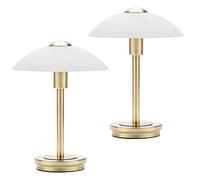 LITECRAFT Table Lamp Touch Sensitive Base with Alabaster Glass Shade - (Pack of 2, Satin Brass)