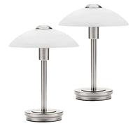 LITECRAFT Table Lamp Touch Sensitive Base with Alabaster Glass Shade - (Pack of 2, Satin Nickel)