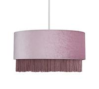 Litecraft Tess Light Shade 35cm Fringed Easy Fit Ceiling Lampshade - Lilac