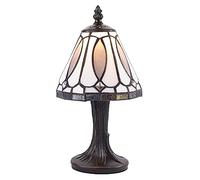 LITECRAFT Tiffany by Tiff Table Lamp Tree Effect Base with Art Deco Glass Shade - Brass
