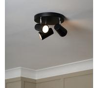 Litecraft Trisha Black 3 Light Bathroom Ceiling Spotlight Plate