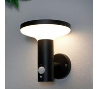 Litecraft Uris Black Led Solar Outdoor Wall Light With Pir Sensor