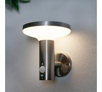 Litecraft Uris Stainless Steel Led Solar Outdoor Wall Light With Pir Sensor