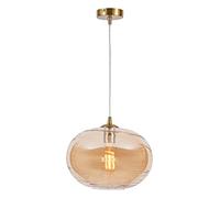 LITECRAFT Visconte Sarno Ceiling Pendant Tinted Oval Shaded 1 Light in Brass - (Champagne, 30 cm)