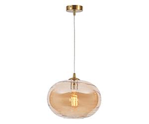 LITECRAFT Visconte Sarno Ceiling Pendant Tinted Oval Shaded 1 Light in Brass - (Champagne, 30 cm)