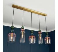 Litecraft Visconte Vietri Brass 5 Light Diner Pendant Bar