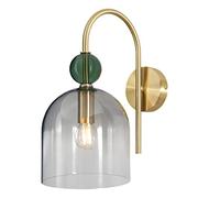 LITECRAFT Visconte Vietri Wall Light 1 Arm with Smoke Tinted Glass Shade - Satin Brass