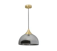 Litecraft Webster Ceiling Pendant Smoke Tint Shaded 1 Light - Brass