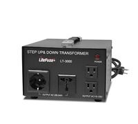 LiteFuze LT-3000 3000 Watt Voltage Converter Transformer - Step Up/Down - 110V/220V - Circuit Breaker Protection