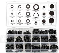 Litensh 125pcs Black Rubber Grommet Assortment Set, Electrical Grommets Wire Grommets Plugs Conductor Gasket Ring Assortment Set, Eyelet Ring grommets for Car Plugs Hoses Cables