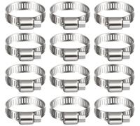 Litensh 13-19mm Stainless Steel Hose Clips, 12PCS Worm Gear Hose Clamps Pipe Clamp, Jubilee Clips Duct Fuel Line Clamp for Plumbing Automotive Pool Car Pond and Garden