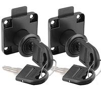 Litensh 2pcs 22mm Cam Lock with Key Alike, Security Cabinet Lock Cupboard Drawer Locks for Furniture Letterbox Postbox Mailbox Lever Toolbox Household Office Door Locker Locks Black