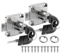 Litensh 2PCS 22mm Cam Lock with Key Alike, Security Cabinet Lock Cupboard Drawer Locks for Furniture Letterbox Postbox Mailbox Lever Toolbox Household Office Door Locker Locks Silver