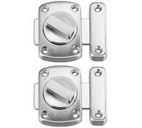 Litensh 2PCS Bathroom Toilet Door Latch Rotate Bolt Gate Latch Stainless Steel Door Lock Brushed Finished Safety Cabinet Slide Lock Latch Silver 55MM