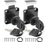 Litensh 2PCS Cam Lock 22mm, Security Cabinet Lock with Key Different Cupboard Lock for Furniture Mailbox Drawer Postbox Letterbox Household Office Door Locks Black