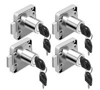Litensh 2PCS Cam Lock with Key Alike, Locks for Security Cabinet Cupboard Drawer Lock for Furniture Mailbox Household Office Silver