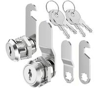 Litensh 2pcs Security Cabinet Cam Locks 16mm, 5/8" Mailbox Lock with Key Different, Letterbox Postbox Toolbox Locks, Secure Files Drawers Dresser Cupboard Door Replacement Lock
