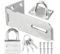Litensh 3 Inch Stainless Steel Door Locks Hasp Latch with Padlock, Safety Packlock Clasp Hasp Lock Latch, Extra Thick Gate Lock Hasp Clasp Shed Lock for Bedroom Garage Window Silver