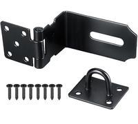 Litensh 4 Inch 90 Degree Right Angle Door Hasp Latch Lock, 304 Stainless Steel Safety Packlock Clasp Door Clasp Hasp Lock Latch Hinges Lock for Door Black