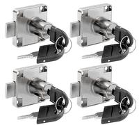 Litensh 4PCS 22mm Cam Lock with Key Alike, Security Cabinet Lock Cupboard Drawer Locks for Furniture Letterbox Postbox Mailbox Lever Toolbox Household Office Door Locker Locks, Silver