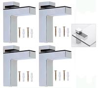 Litensh 4pcs Adjustable Wood Glass Shelf Bracket Support Holder Clamp, Solid Zinc Alloy Wall Mount Floating Shelf Support Holder Wall Bracket for 3-36mm Thickness Shelf