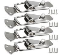 Litensh 4PCS Stainless Steel Tension Clasp with Hole for Padlock, 56MM Lever Clasp, Spring Toggle Latch Hasp, Catch Clamp Clip, Box Closure, Cap Lock for Toolbox Drawer Chest Case Cabinet