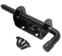 Litensh 5 Inch Spring Loaded Latch Pin, 304 Stainless Steel Sliding Barrel Bolt Door Lock for Barn Garage Shed Cabinet Trailer Hardware Latch Black 128MM