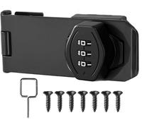 Litensh Cabinet Password Hasp Locks Latch Rotary Combination Latch Lock Security Anti-Theft Keyless Door Lock for Barn Door Outdoor Garden Drawer Cupboard Black, 4 Inch