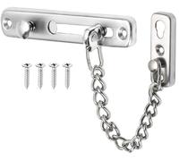 Litensh Door Chain Lock, Stainless Steel Door Guard Anti-Theft Press Lock, Chain Door Guard Lock Latch Sliding Lock for Hotel Home Living Motel Apartment Bedroom, Silver