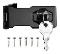 Litensh Hasp Lock Padlock Gate Latch Door Bolt Lock with Different Keys Drawer Cupboard Locks Twist Knob Keyed Locking for Cabinet Furniture Mailbox Closet (Black - 3 Inch)