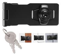 Litensh Keyed Hasp Door Lock Hasp and Staple Padlock Gate Latch Door Bolt Lock with Different Keys, Zinc Alloy Twist Knob Keyed Locking Hasp for Cabinet Furniture Mailbox Closet 2.5 Inch