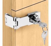 Litensh Keyed Hasp Lock Right Angle 90 Degrees Lock Hasp Twist Knob Keyed Locking Hasp Shed Locks Door Clasp Door Bolt Latch Buckle Hasp with Padlock Keys for Cupboard Silver Triple Fold 3 Inch
