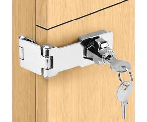 Litensh Keyed Hasp Lock Right Angle 90 Degrees Lock Hasp Twist Knob Keyed Locking Hasp Shed Locks Door Clasp Door Bolt Latch Buckle Hasp with Padlock Keys for Cupboard Silver Triple Fold 3 Inch