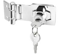 Litensh Keyed Hasp Locks with Keys, Twist Knob Keyed Locking Hasp Catch Latch Safety Door Bolt Lock Cabinet Locks Padlock Gate Latch 3 inch for Locking Furniture Mailbox (90° Degree Silver, 3 Inch)