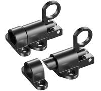 Litensh Self-Closing Latch, Spring Door Lock Latch Bolt，Resilient Bolt Latch, Safety Automatic Spring Barrel Slide Door Lock with Screws for Gate Window Cabinet Shed Doors (Black - 2Pack)