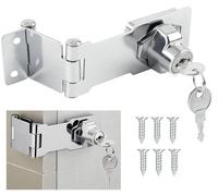 Litensh Shed Hasp Lock Padlock with Aliked Keys, Twist Knob Door Latch Bolt Lock Buckle for Drawer Cupboard Cabinet Furniture Mailbox Gates Closets (Siver - 3 Inch - Triple Fold)