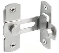 Litensh Sliding Barn Door Lock, Stainless Steel Gate Latch Flip Slide Latch Hardware, Safety Door Bolt Latch Lock for Door Window Wine Cabinet Bathroom Outdoor Garage Garden (Silver 90° 4Inch)