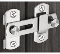 Litensh Sliding Barn Door Lock, Stainless Steel Gate Latch Flip Slide Latch Hardware, Safety Door Bolt Latch Lock for Door Window Wine Cabinet Bathroom Outdoor Garage Garden Silver 180° 4Inch