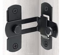 Litensh Sliding Barn Door Lock, Stainless Steel Gate Latch Flip Slide Latch Hardware, Safety Door Bolt Latch Lock for Door Window Wine Cabinet Bathroom Outdoor Garage Garden (Black 90° 4Inch)