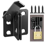Litensh Stainless Steel Flip Gate Latch Door Bolt Latch Lock with Padlock Hasp for Shed Cabinet Barn Pet Cage, Left Open Black Size S