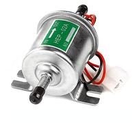 Litensh Universal Electric Fuel Pump,Heavy Duty 12V Inline Pump Pressure Gas Diesel Inline Low Pressure Metal Pump Module Bolt Fixing Wire Inline for Gasoline Diesel HEP-02A Silver