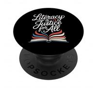 Literacy And Justice For All Book Lover Ban Reader Library PopSockets Adhesive PopGrip
